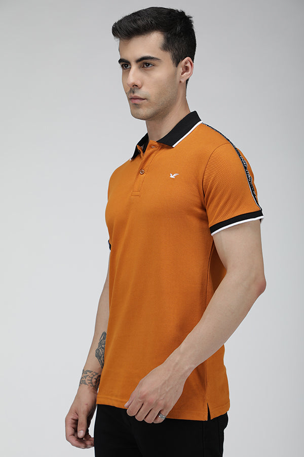 Amber contrast tape pique polo