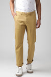 Khaki Satin Textured Stretch Trouser