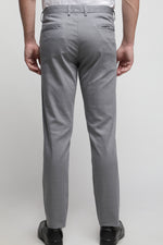 Grey Stretch Printed Textured Check Trouser