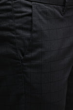 Black Stretch Printed Textured Check Trouser