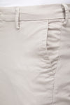 Cream Slim Fit Solid Stretch Cotton Trouser