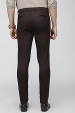 Dark Brown Slim Fit Solid Stretch Cotton Trouser