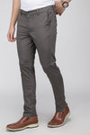 Dark Grey Slim Fit Solid Stretch Cotton Trouser