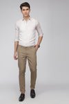 Khaki Super Slim Fit Printed Stretch Cotton Trouser