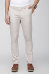 Ecru Super Slim Fit Printed Stretch Cotton Trouser