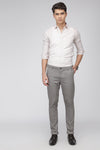 Grey Super Slim Fit Printed Stretch Cotton Trouser