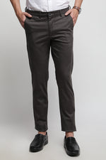 Grey Stretch Printed Textured Trouser
