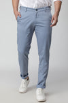 Sky Blue Micro Print Fitted Stretch Trouser