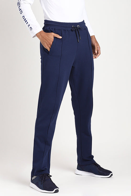 Blue Terry Knitted Solid Jogger Pant