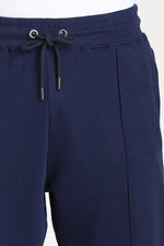 Blue Terry Knitted Solid Jogger Pant