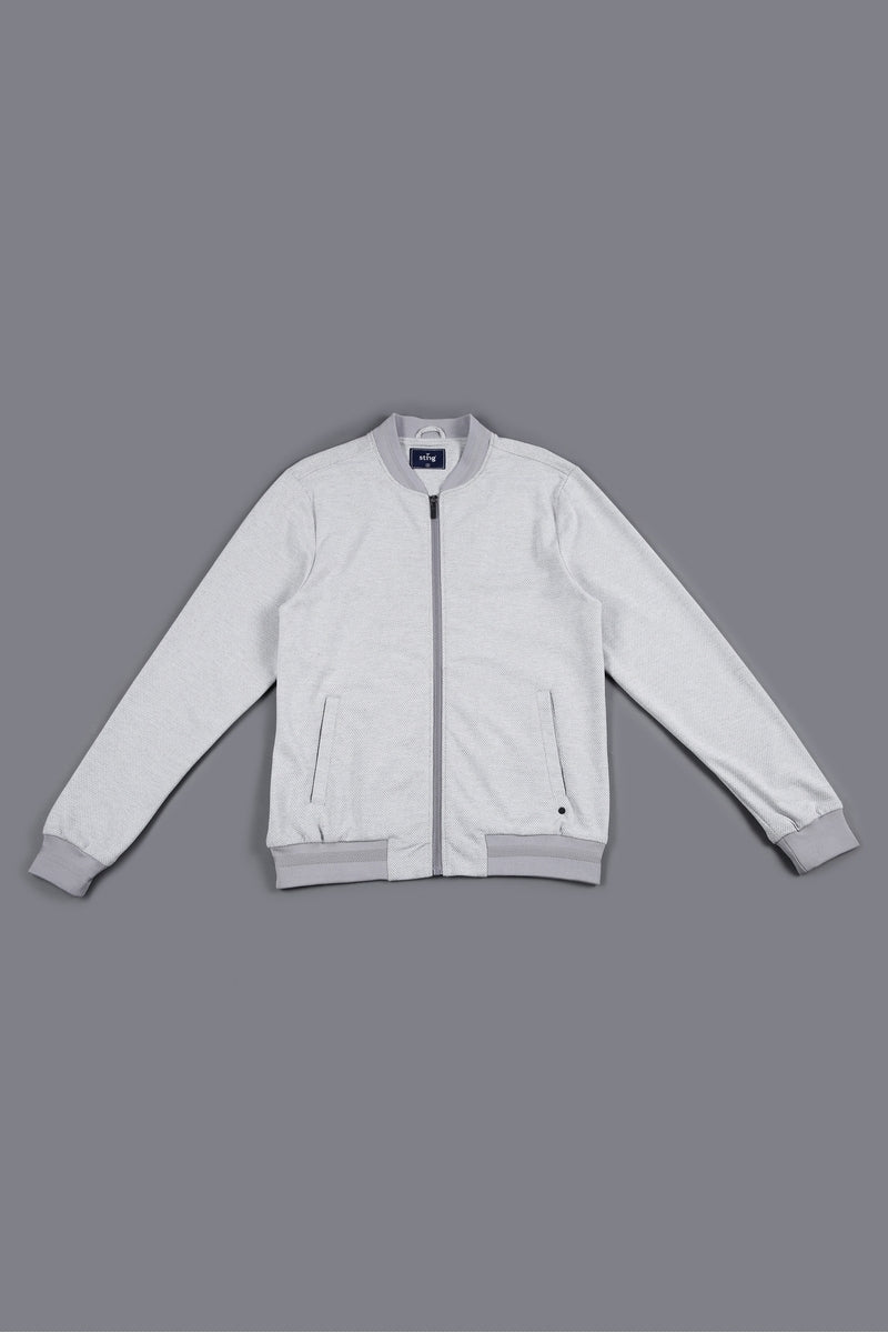Grey Melange Bomber Stylish Jacket