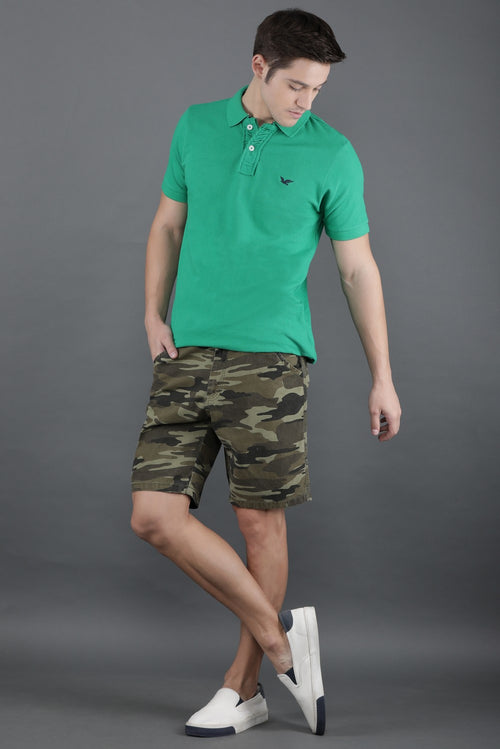 Olive Green Camouflage Stylish Shorts