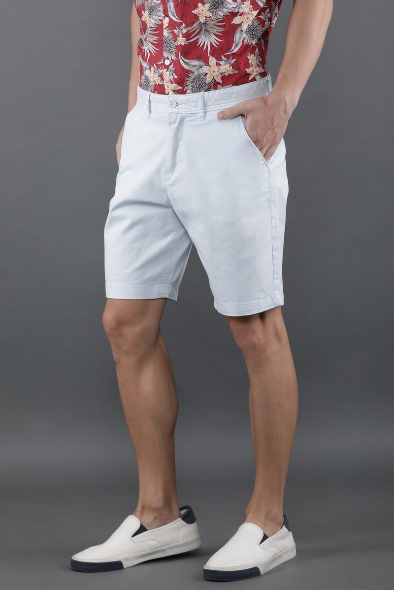 Light Grey Solid Stylish Shorts