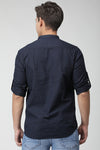 Textured Navy Kurta Shirt