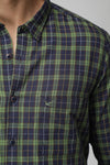 Green Micro- Checks Slim Fit Shirt