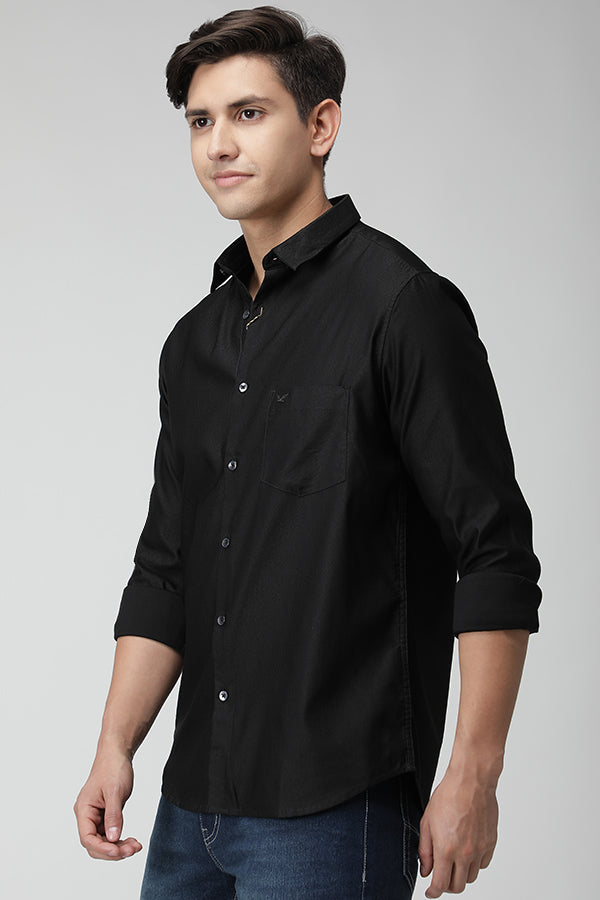 Black Solid Stretch Shirt