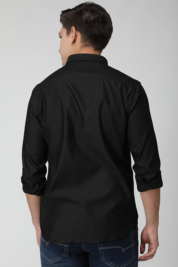 Black Solid Stretch Shirt
