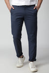 Navy Printed Texture Stretch Trouser