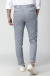 Cloud Blue Micro Print Fitted Stretch Trouser