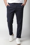 Mid Navy Striped Mid Navy Stretch Trouser