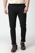 Black Solid Stretch Flat Front Chinos