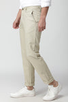 Ecru Linen Textured Stretch Trouser