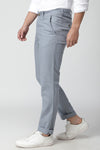 Pastel Blue Linen Textured Stretch Trouser