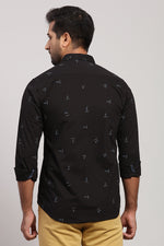 Black Poplin Printed Shirt
