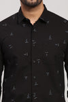 Black Poplin Printed Shirt