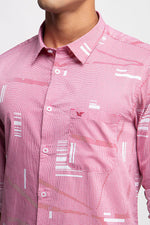 Red Poplin Abstract Printed Shirt