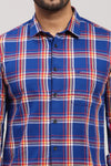 Prussian Blue Twill Multicolor Check Shirt