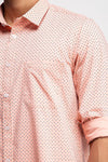 Pastel Pink Poplin Stretch Printed Shirt