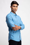 Blue Textured Printed Shirt