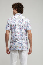 White Multicolor Tropical printed Shirt