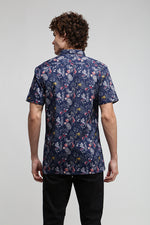 Navy Multicolor Tropical printed Shirt