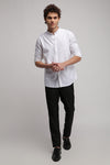 White Textured Mandarin Shirt
