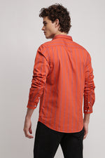 Burnt Orange Textured Stripe Shirt