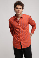 Burnt Orange Textured Stripe Shirt