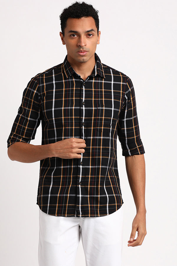 Black Multicolor Check Shirt