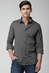 Grey Knitted Pique Solid Shirt