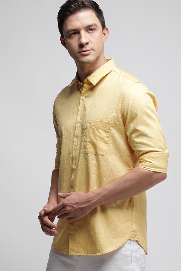 Yellow Twill Printed Shirt