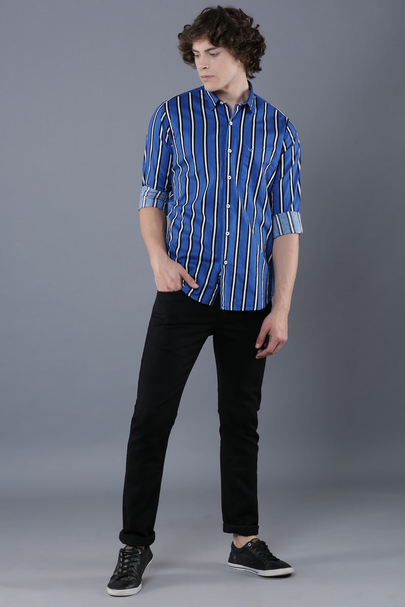 Blotch Printed Multi color Stripe Shirt
