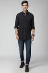 Black Knitted Pique Solid Shirt