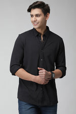 Black Knitted Pique Solid Shirt