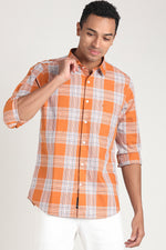 Orange Twill Check Shirt