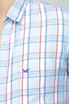Sky Blue Slim Fit Textured Cotton Multicolor Check Shirt