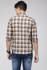 Khaki Premium Cotton Check Shirt