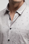Light Grey Textured Printed Shirt