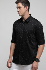 Black Textured Printed Shirt