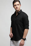 Black Stretch Textured Check Shirt